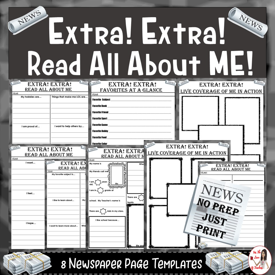 Teachers Pay Teachers resource https://www.teacherspayteachers.com/Product/All-About-Me-Newspaper-3842830