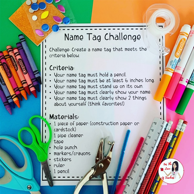 STEM Name Tag Challenge- FREEBIE