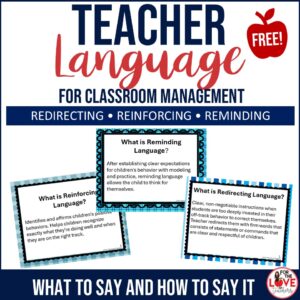 Free Teacher Language Cards for Classroom Management