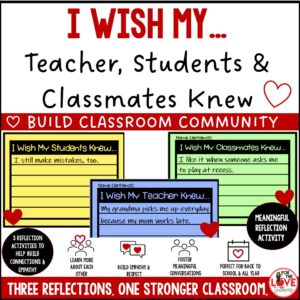 I Wish My Teacher, Students & Classmates Knew | Classroom Community Activity