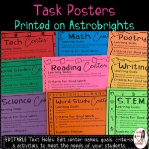 Learning Centers Task Posters *EDITABLE* - For The Love of Teachers