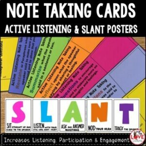 Note Taking Cards- Active Listening