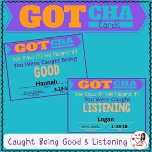 Behavior Management Cards: Caught Being Good & Listening