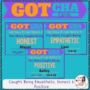 Behavior Management Cards: Caught Being Empathetic, Honest & Positive