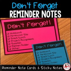 Reminder Note Cards & Sticky Notes