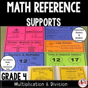 Math Reference Supports for Multiplication & Division- Grade 4