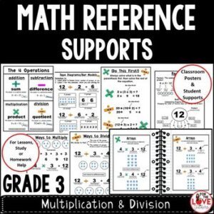 Multiplication and Division Math Reference Supports: Grade 3