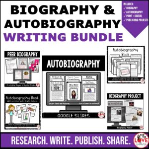 Biography & Autobiography Writing Bundle | Print + Google Slides