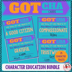 Behavior Management Cards: Gotcha! Caught Being Character Education Bundle
