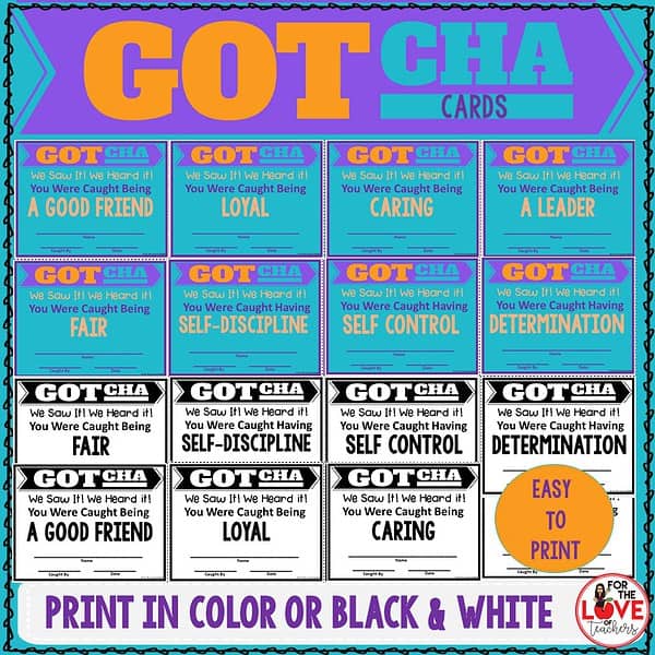 Behavior Management Cards: Gotcha! Caught Being Character Education Bundle - Image 2
