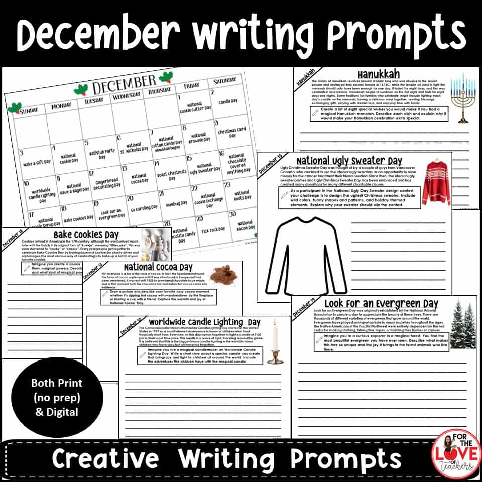 December Writing Prompts - For The Love of Teachers