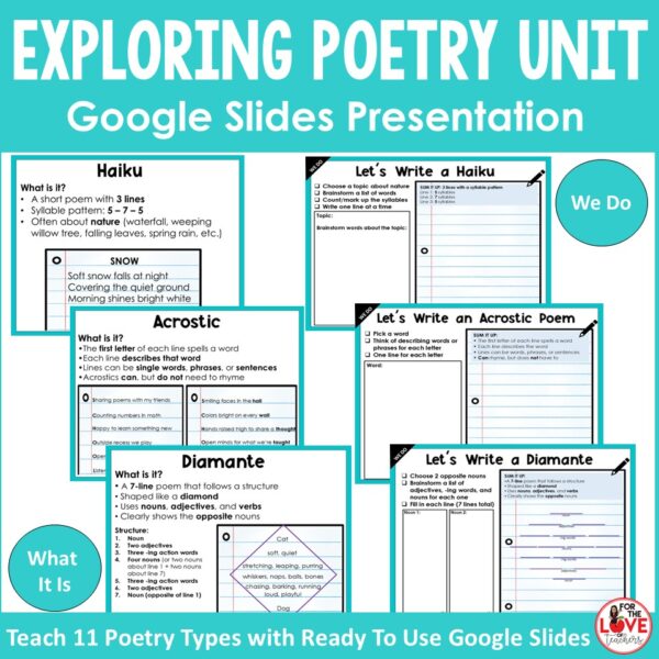 Poetry Unit Grades 2-5 | 11 Types of Poetry | Google Slides ...