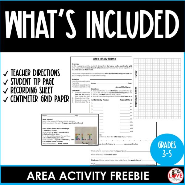 Area Activity: Area of My Name Freebie | Area on Grid Paper Math ...
