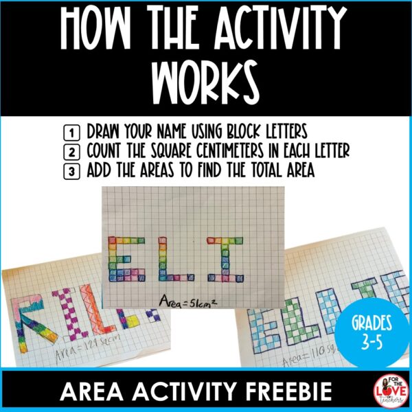 Name Area Example Area Activity: Area of My Name Freebie | Area on Grid Paper Math ...