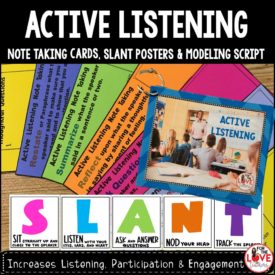 Active Listening Note Taking Cards & Modeling Script Bundle